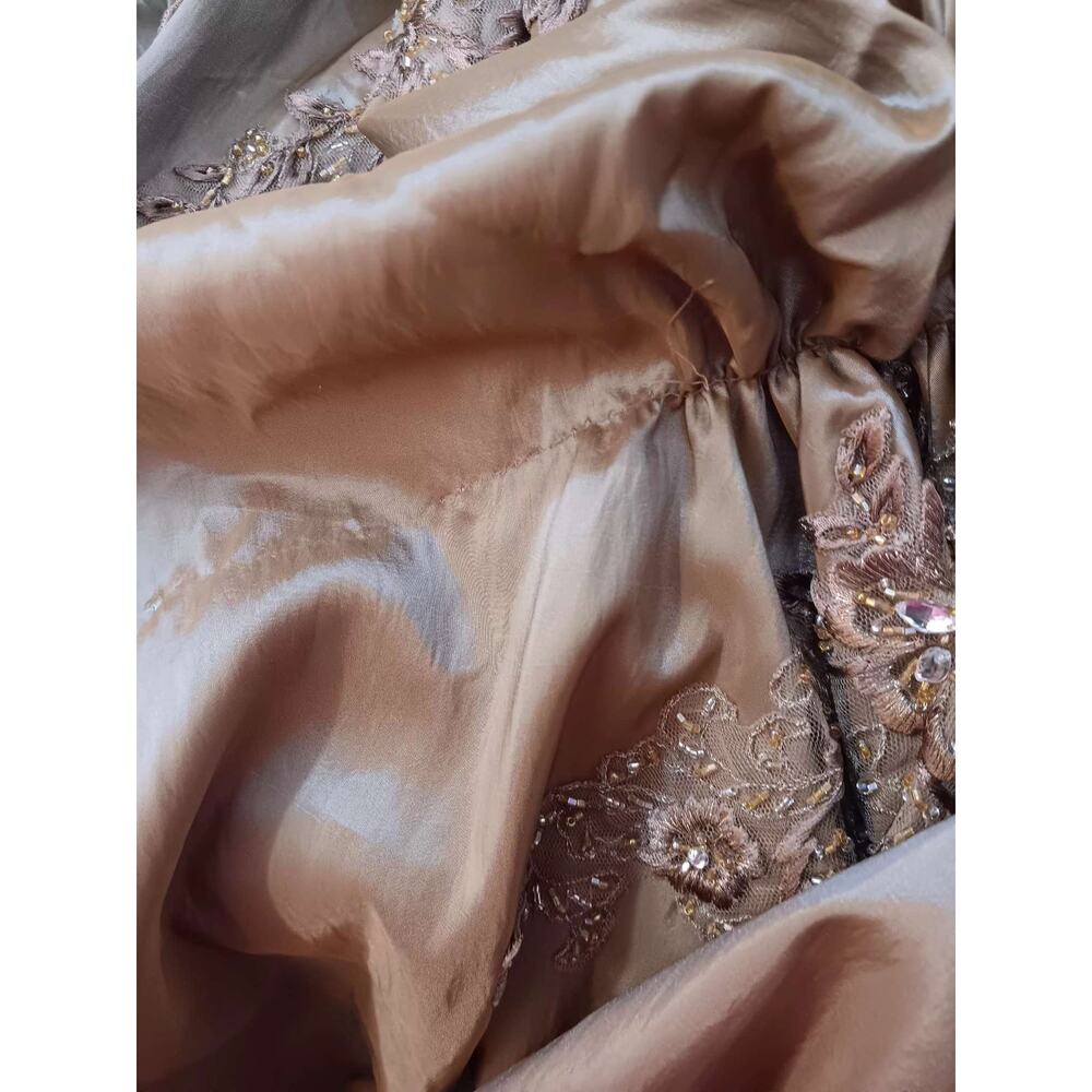 NEW JOVANI Formal Dress 10 Ballgown Bronze Beaded Taffeta Optional Wrap MotherOf - Picture 12 of 16